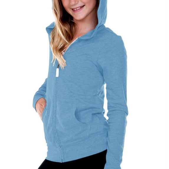 Kavio! Big Girls 7-16 Jersey Long Sleeve Zip Up Hoodie Azure S