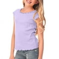 thumbnail image 1 of Kavio G1C0253 Girls 7-16 Lettuce Edge Scoop Neck Cap Sleeve Top-Lavender-S, 1 of 3