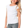 thumbnail image 1 of Kavio! Big Girls 7-16 Lettuce Edge Scoop Neck Cap Sleeve Top White L, 1 of 3