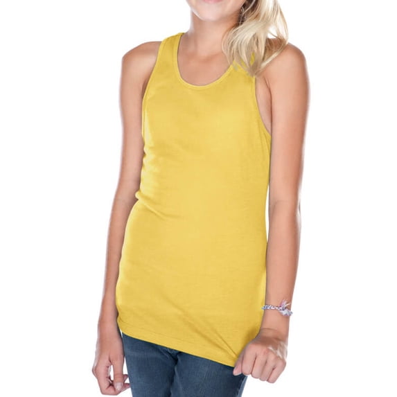 Kavio! Big Girls 7-16 Sheer Jersey Racer Back Tank Yellow M