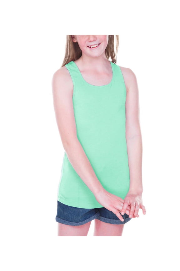 Girls 7-16 Sheer Jersey Scoop Neck Tank Ice Green XL