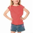 thumbnail image 1 of Kavio! Little Girls 3-6X Lettuce Edge Scoop Neck Cap Sleeve Top Rose 4, 1 of 3