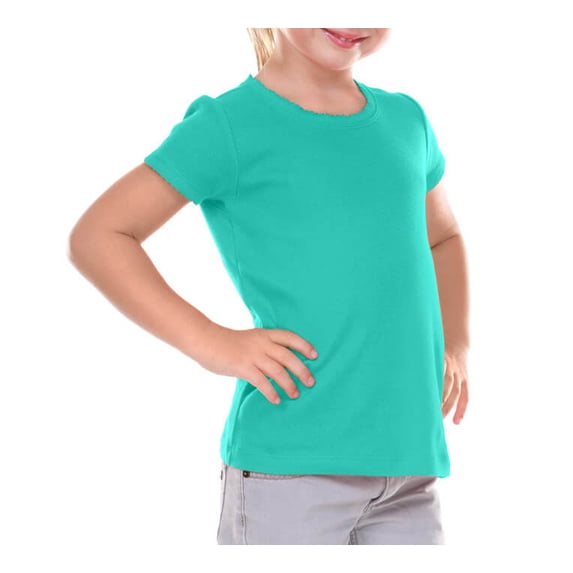 Kavio! Girls 3-6X Scalloped Scoop Neck Top Caribbean Blue 4