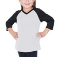 thumbnail image 1 of Kavio! Little Girls 3-6X Sheer Jersey Contrast V Neck Raglan 3/4 Sleeve White/Black 6X, 1 of 1