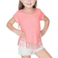 thumbnail image 1 of Kavio! Girls 3-6X Sheer Jersey Raw Edge V Fringe Short Sleeve Flamingo 4, 1 of 2