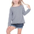 thumbnail image 1 of Girls 3-6X Slub Jersey Raw Edge High Low Contrast Raglan Long Sleeve Dark H.Gray/Titanium 3, 1 of 1