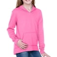 thumbnail image 1 of Kavio! Girls 7-16 Jersey RawEdge High Low Long Sleeve Hoodie w.Pouch Pink Flash L, 1 of 1