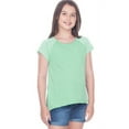 thumbnail image 1 of Kavio Girls 7-16 Slub Jersey Raw Edge High Low Contrast Raglan Short Sleeve GJS0679 - IceGreen/Honeydew - Large, 1 of 1