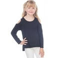 thumbnail image 1 of Kavio Girls Cold Shoulder Slub Jersey Teee High-Low Style PJS0690 - Black - 3, 1 of 1