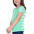 thumbnail image 1 of Kavio Girls Contrast Striped Jersey Tee PJP0634 - Striped White/IceGreen - 3, 1 of 1