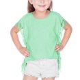 thumbnail image 1 of Kavio Girls Side Fringe Asymmetrical Cap Slv Crop Top PJP0667 - Ice Green - 3, 1 of 1