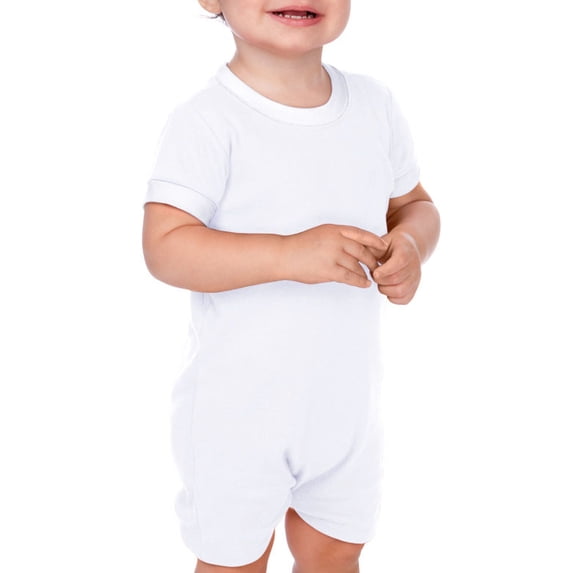 Kavio I1C0189 Infants Scoop Neck Short Sleeve Romper-White/White-18M