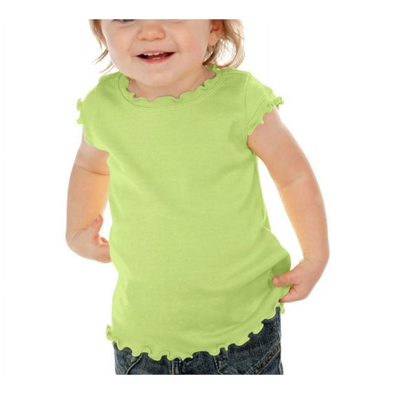 Kavio Infants Lettuce Edge Scoop Neck Cap Sleeve Top - I1C0252