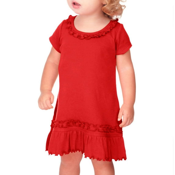 Kavio I1C0560 Infants Sunflower Short Sleeve Dress-Red-24M