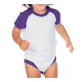 thumbnail image 1 of Kavio I1P0508 Infants Raglan Short Sleeve Bodysuit.(Replaces 190)-White/Grape-18M, 1 of 4