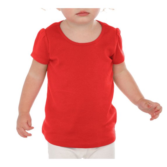 Kavio I1P0543 Infants Scoop Neck Puff Sleeve-Red-18M