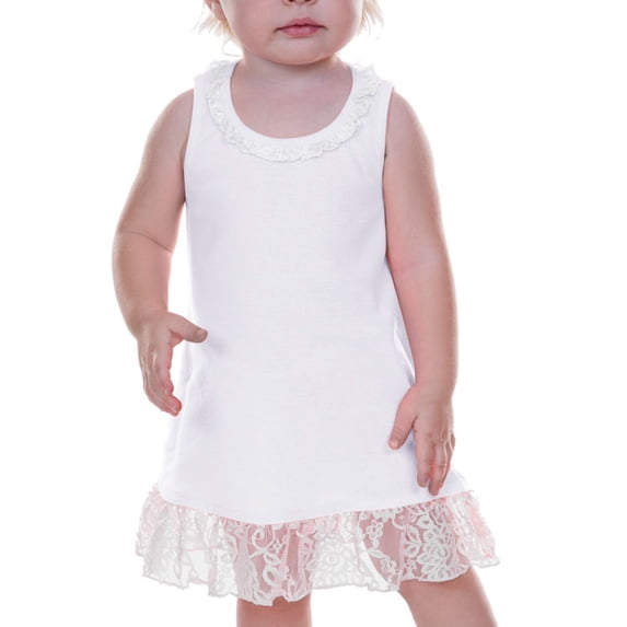 Kavio! Infants Lace Trim A-Line Tank Dress White 6M
