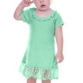 thumbnail image 1 of Kavio I1P0625 Infants Lace Trim A-Line Short Sleeve Dress-Ice Green-12M, 1 of 4