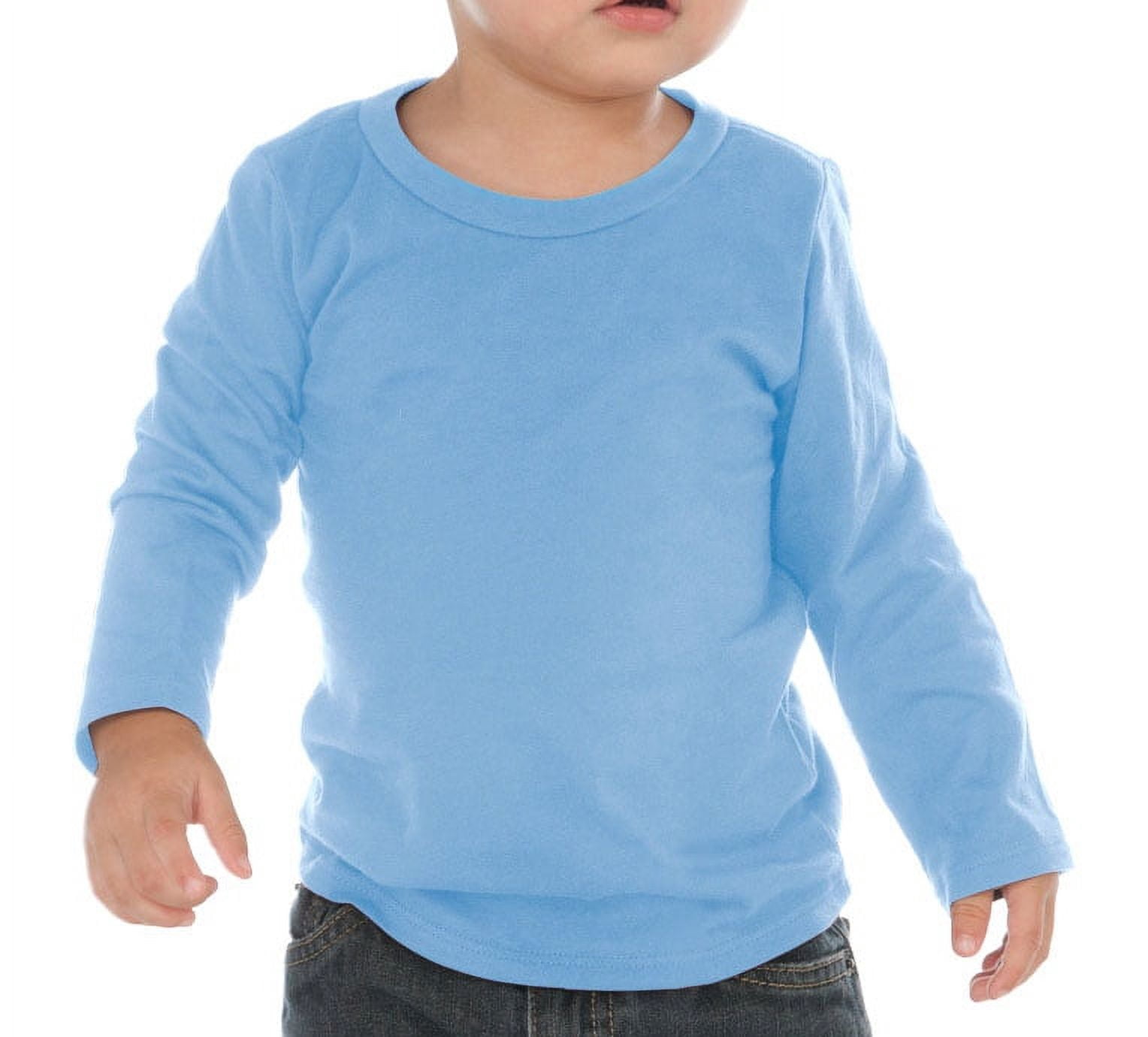 Kavio! Unisex Infant Crewneck Long Sleeve Shirt – Lightweight Cotton Jersey, Blue, Size 24 Months