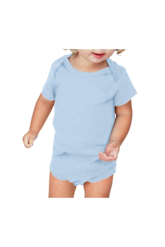 IJP0492 Infants Lap Shoulder Short Sleeve Onesie Jersey CVC.(Replaces 0431)-Blue-24M
