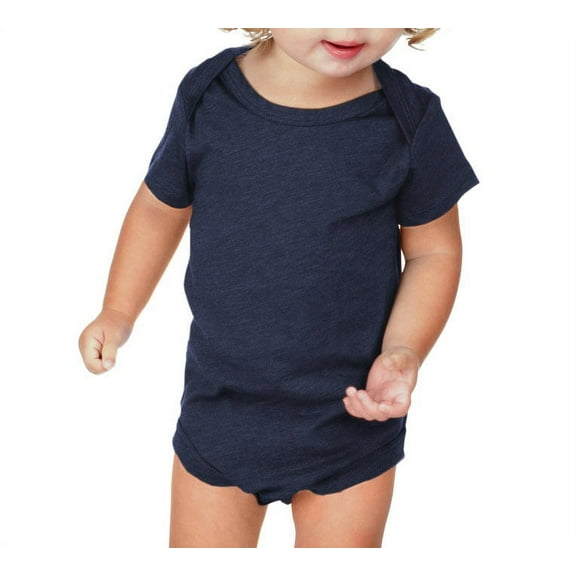 Kavio IJP0492 Infants Lap Shoulder Short Sleeve Onesie Jersey CVC.(Replaces 0431)-Ht. Navy-18M