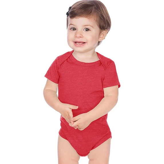 Kavio IJP0492 Infants Lap Shoulder Short Sleeve Onesie Jersey CVC.(Replaces 0431)-Ht. Red-18M