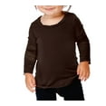 thumbnail image 1 of Kavio IJP0541 Infants Sheer Jersey Raw Edge Twisted Round Neck Two-Fer Burnout Long Sleeve-Coffee-24M, 1 of 4