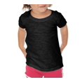 thumbnail image 1 of Kavio IJS0562 Infants Slub Raw Edge Crew Neck Short Sleeve-Black-12M, 1 of 4