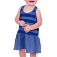 thumbnail image 1 of Kavio Infants Girls Striped Racer Back Jersey Tank Dress IJP0612 - Striped Heather/Cobalt Blue - 18 Months, 1 of 1