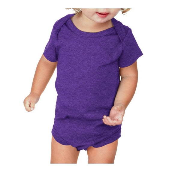 Kavio Infants Short Sleeve Onesie Jersey Lap Shoulder Unisex Style IJP0492 - Heather Purple - 24 Months