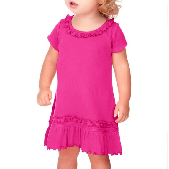 Kavio! Infants Sunflower Short Sleeve Dress Hot Pink 18M
