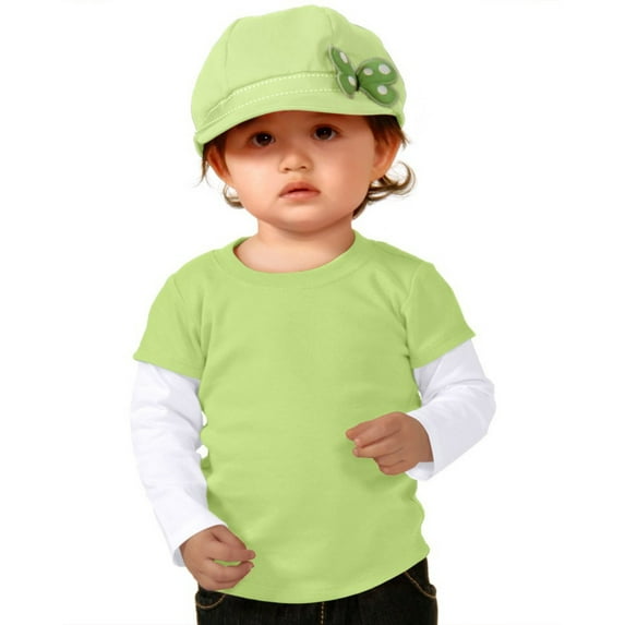 Kavio Infants Two-fer Long Sleeve Top Unisex Style I1C0303 - Lime/White - 6 Months