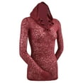 thumbnail image 1 of Kavio! Junior Burnout Raw Edge Long Sleeve Pullover Hoodie Wine S, 1 of 2