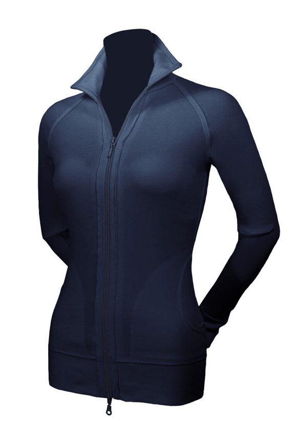 Raw Edge Raglan Long Sleeve Double Zip Jacket navy medium