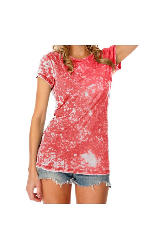 ! Junior Retro Wash BurnOut Jersey Crew Neck Short Sleeve Red S