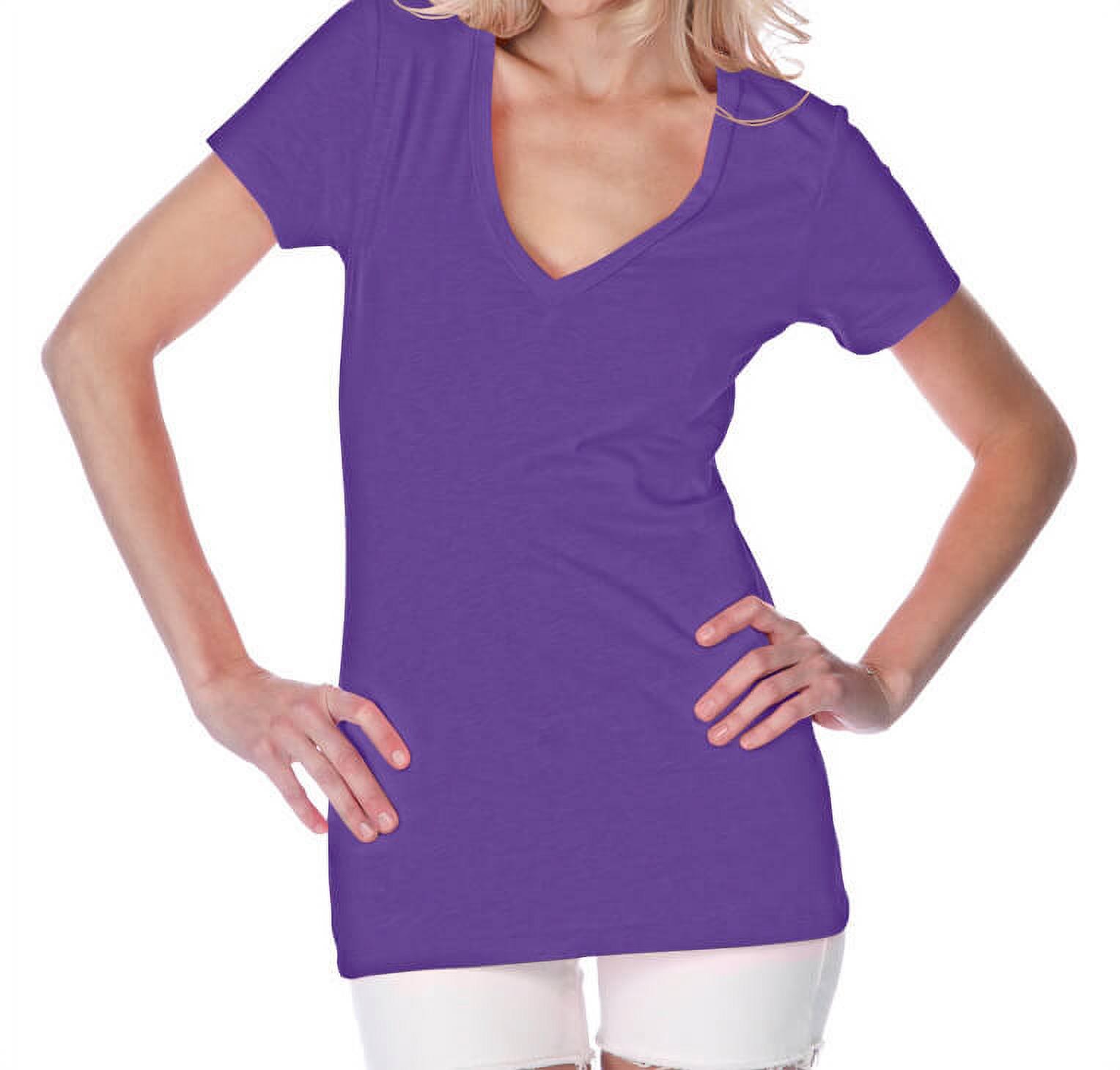 Kavio! Junior Sheer Jersey Deep V Neck Short Sleeve Grape L - Walmart.com