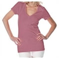 thumbnail image 1 of Kavio! Junior Sheer Jersey Deep V Neck Short Sleeve Antique Rose L, 1 of 2