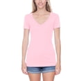 thumbnail image 1 of Kavio! Junior Sheer Jersey Deep V Neck Short Sleeve Baby Pink L, 1 of 2