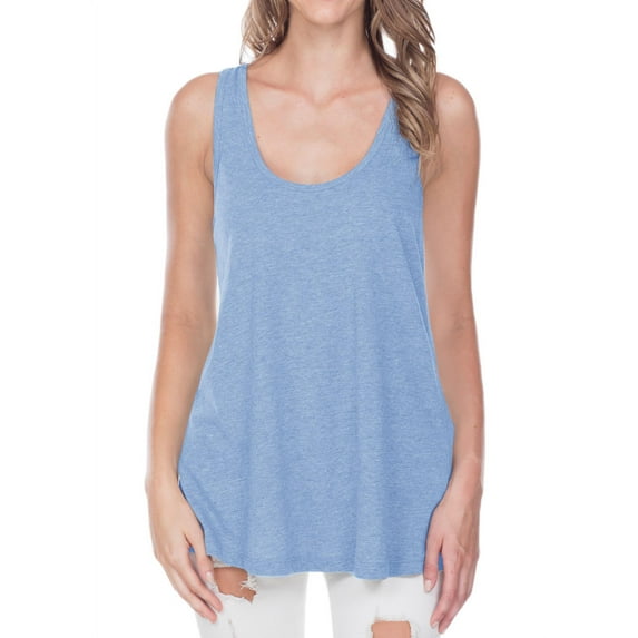 Kavio! Junior Sheer Jersey Scoop Neck Flowy Tank Azure S