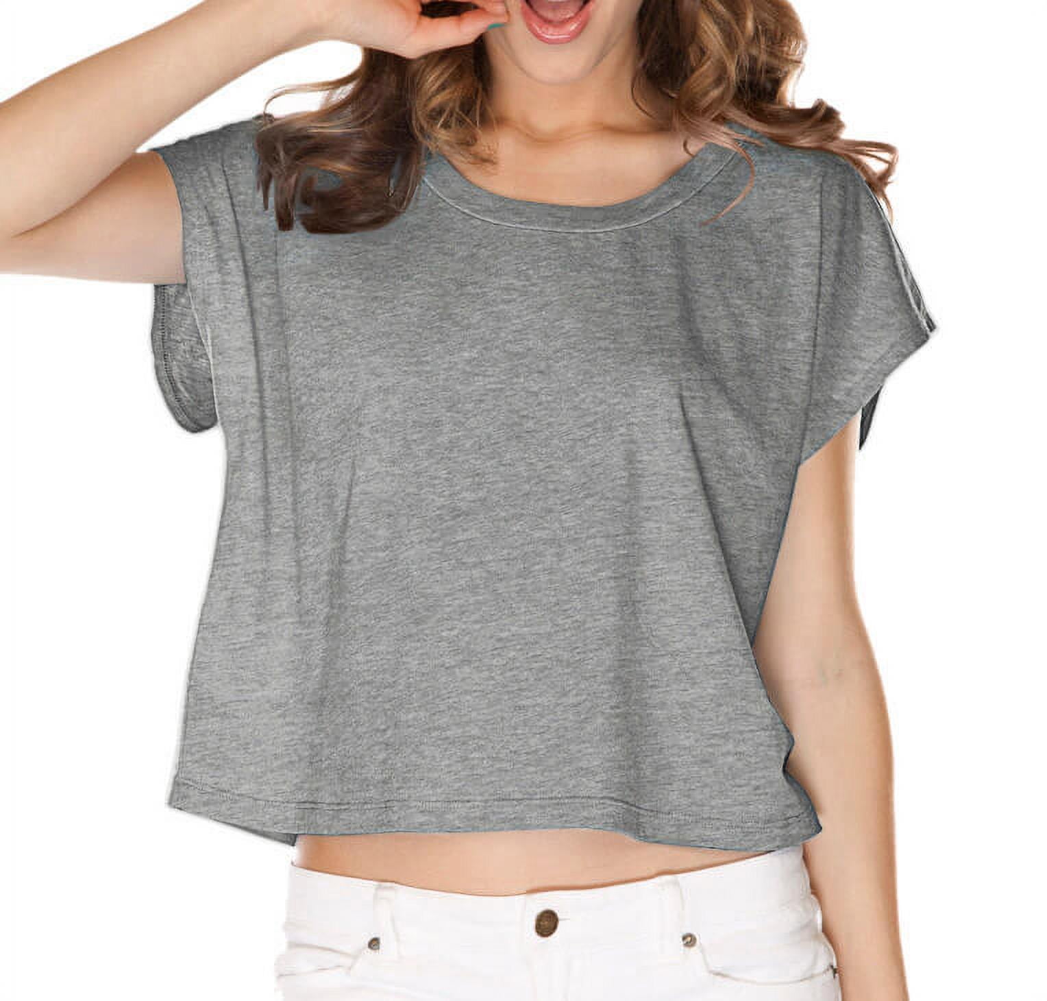 Kavio! Juniors Jersey Boxy Crop Tee Dark Heather Gray S