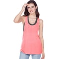 thumbnail image 1 of Kavio! Juniors Sheer Jersey Scoop Neck Deep Armhole Muscle Tank Flamingo XL, 1 of 2