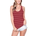 thumbnail image 1 of Kavio! Juniors Striped Jersey Racer Back Tank Striped Heather/Cardinal L, 1 of 2