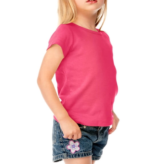 Kavio! Little Girls 3-6X Baby Doll Short Sleeve Top Hot Pink 4