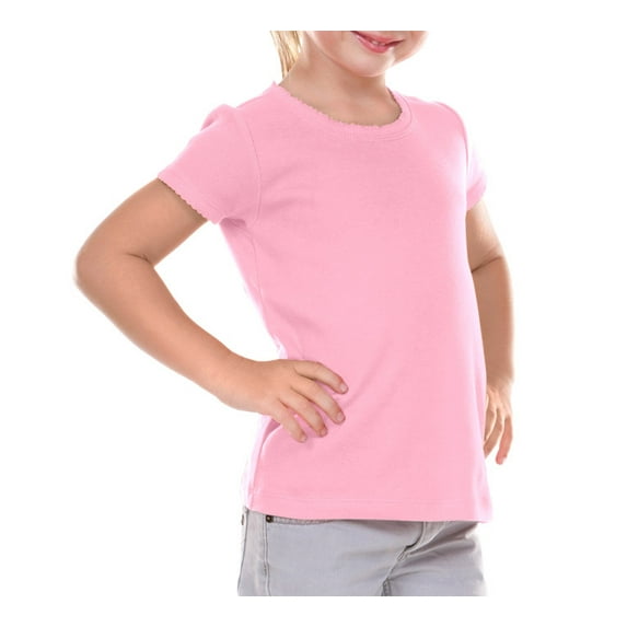 Kavio! Little Girls 3-6X Scalloped Scoop Neck Top Baby Pink 5/6