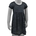 thumbnail image 1 of Kavio! Little Girls 3-6X Striped Burnout Baby Doll Short Sleeve Dress Charcoal/Black 4, 1 of 2