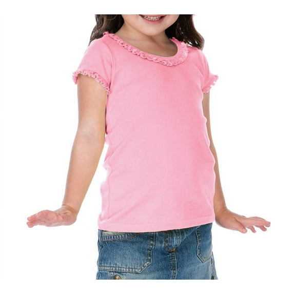 Kavio Little Girls Short Sleeve Sunflower Dress Top P1C0558 - Baby Pink - 4