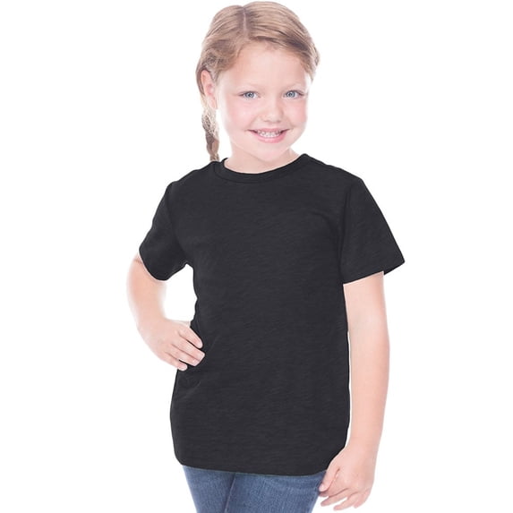 Kavio Toddler's Slub Crew Neck Short Sleeve T-Shirt, Black, 2T