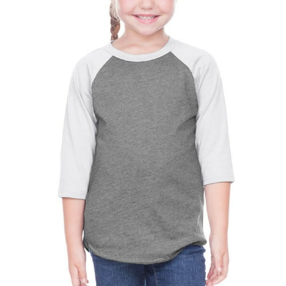 Kavio! Toddlers Jersey Contrast Raglan 3/4 Sleeve Baseball Tee Dark H.Gray/White 2T