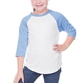 thumbnail image 1 of Kavio! Toddlers Jersey Contrast Raglan 3/4 Sleeve Baseball Tee White/Azure 2T, 1 of 1