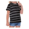 thumbnail image 1 of Kavio! Toddlers Striped Jersey Crew Neck Short Sleeve Tee, T-Shirt Striped Heather/Black 3T, 1 of 1